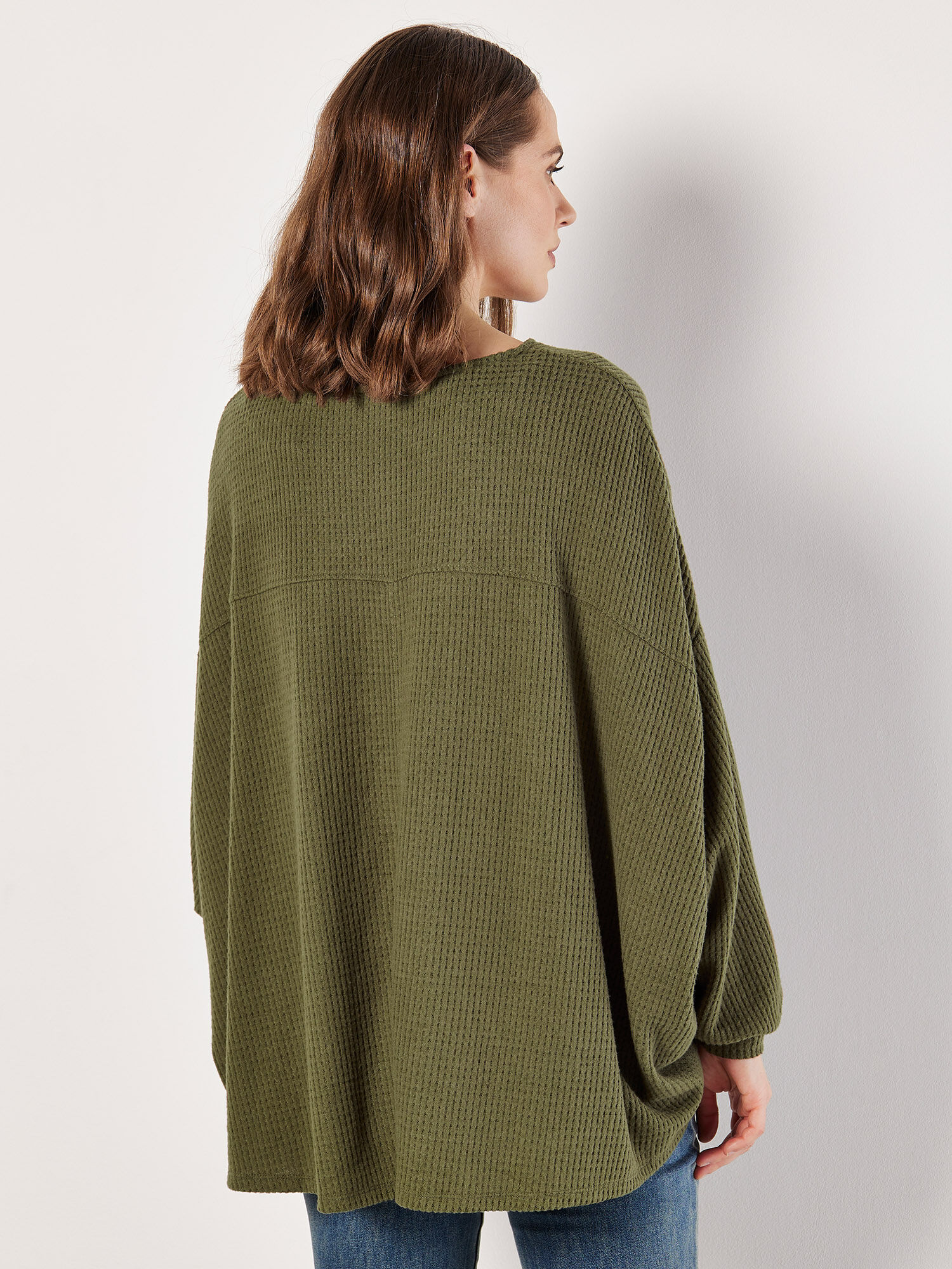 stein Oversized Waffle Knit LS L black（Soft-Touch Oversized
