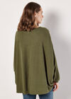 Soft-Touch Oversized Waffle Knit Top, Khaki, large