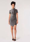Sparkle Ruched Wrap Mini Dress, Silver, large