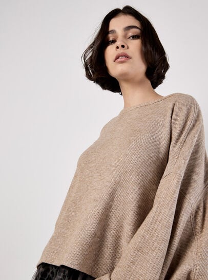 Honeycomb Knit Oversized Top