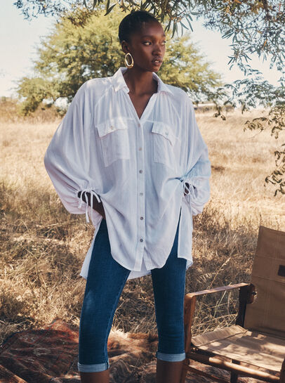Oversized Longline Shimmer Shirt