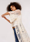 Embroidered Mesh Longline Kimono, Stone, large