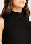 Roll Neck Knitted TankTop, Black, large