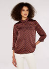 Teardrop Crinkle Satin Shirt, Burgundy, large