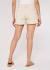 Denim Turn Up Shorts, Cream, large