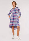 Plaid Shirt Dress, Blue, large