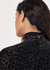 Animal Jacquard Velvet Mini Dress, Black, large