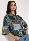 Patchwork Paisley Boxy Shirt, Navy, large