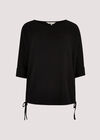 Oversized Drawstring Top, Black, large