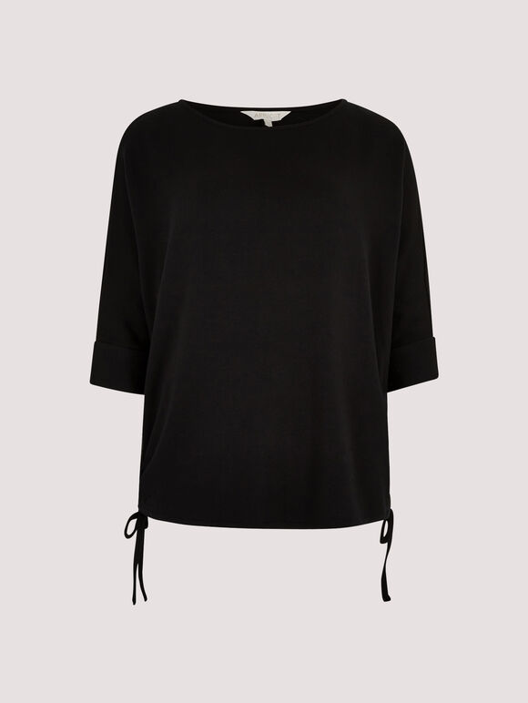Oversized Drawstring Top, Black, large