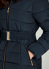 Longline Faux Fur Hood Puffer Jacket, Navy, large