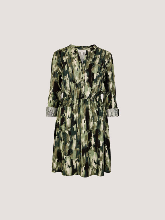 Abstract Print Utility Mini Dress, Green, large