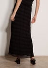 Ruched Chiffon Maxi Skirt, Black, large