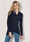 Wrap Hem Ribbed Tunic Top, Navy, large