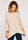 Pointelle Poncho, Stone, large