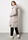 Longline Padded Puffer Coat, Stone, large