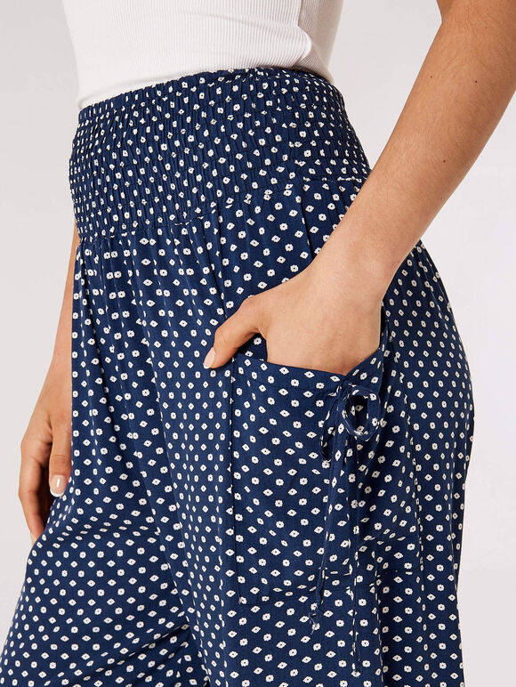 Diamond Print Smocked Jogger, Navy, large