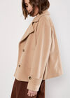 Tailored Short Peacoat Jacket, Brown, large