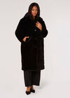 Curve Longline Soft Faux Fur Coat, Black, large
