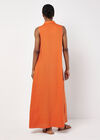 Linen Blend Shirt Maxi Dress, Orange, large