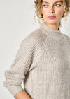 Sequin Fisherman Knit Jumper, Cream, large