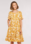Floral Silhoutte Dress, Mustard, large