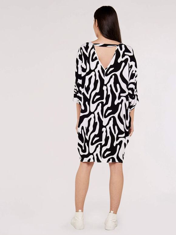 Swirl  Cocoon Dress, Black, large