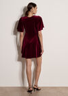 Velvet Button-Down Mini Dress, Red, large