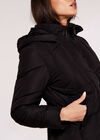 Hooded Puffer Jacket, Black, large