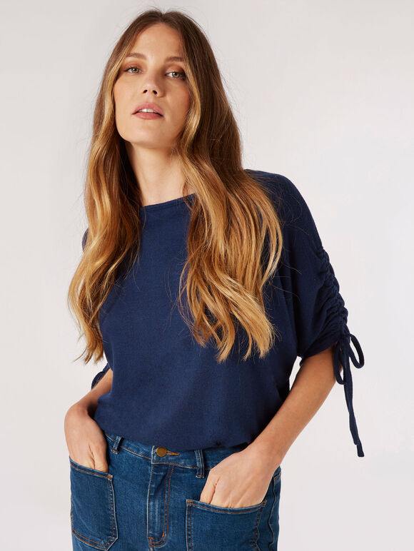 Soft Touch Knitted Top, Navy, large