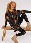 Paint Splash Knitted Top, Green, large