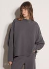 Waffle Jersey Knit Oversized Top, Dark Grey/Charcoal, large