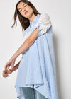 Mix Stripe Embroidered Shirt, Blue, large