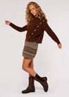 Asymmetric Button Jumper, Brown, large