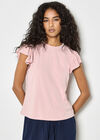 Jersey Knit Ruffle T-Shirt, Pink, large