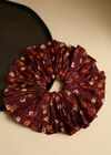 Oversized Floral Hair Scrunchie, Burgundy, large