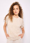 Crochet Hexagons T-Shirt, Stone, large