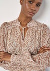 Ikat Swirl Shimmer Chiffon Top, Stone, large
