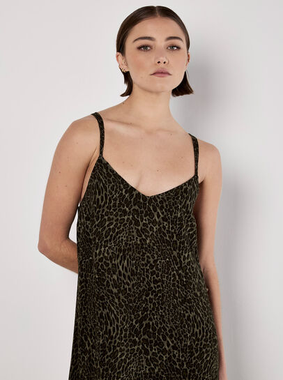 Animal Print Crepe Maxi Slip Dress