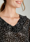 Star Print Ruffle Detail Blouse, Black, large