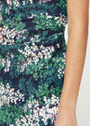 Fern Springs Print In Side Ruched Dress, Navy, large