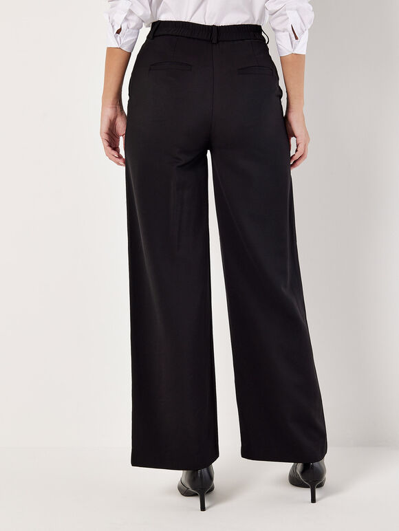 Tailored Straight-Leg Trousers, Black, large