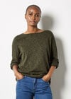 Cotton Blend Ruched Side Jumper, Khaki, large