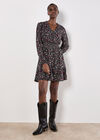 Ditsy Floral Shimmer Mini Dress, Black, large