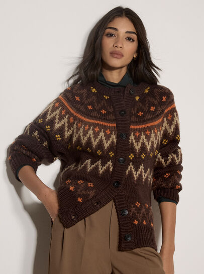 Fair Isle Chunky Knit Cardigan