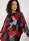 Paint Splash Cocoon Midi Dress, Red, large