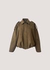 Suedette Bubble Hem Batwing Jacket, Brown, large