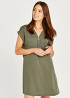 Zip Front Dress, Khaki, large