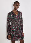 Ditsy Floral Shimmer Mini Dress, Black, large