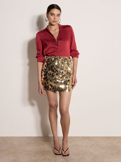 Multi Sequin A-Line Mini Skirt